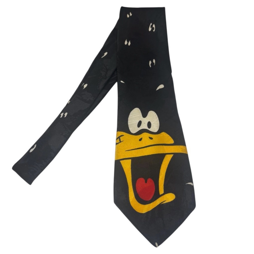 Vintage Looney Tunes Mania Neck Tie 1993 Daffy Duck Face Eyes 57"x4" RARE